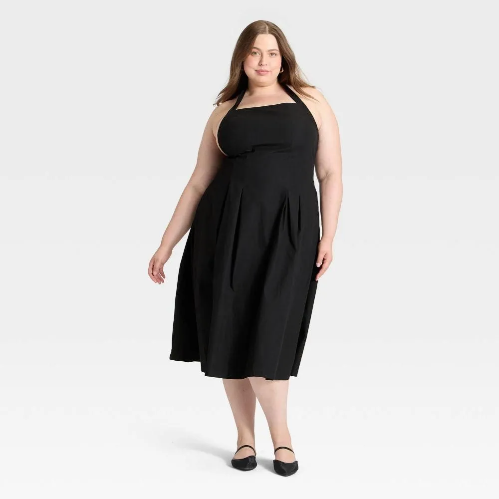 New without Tags - Women's Midi Halter Dress - A New Day Black 4X