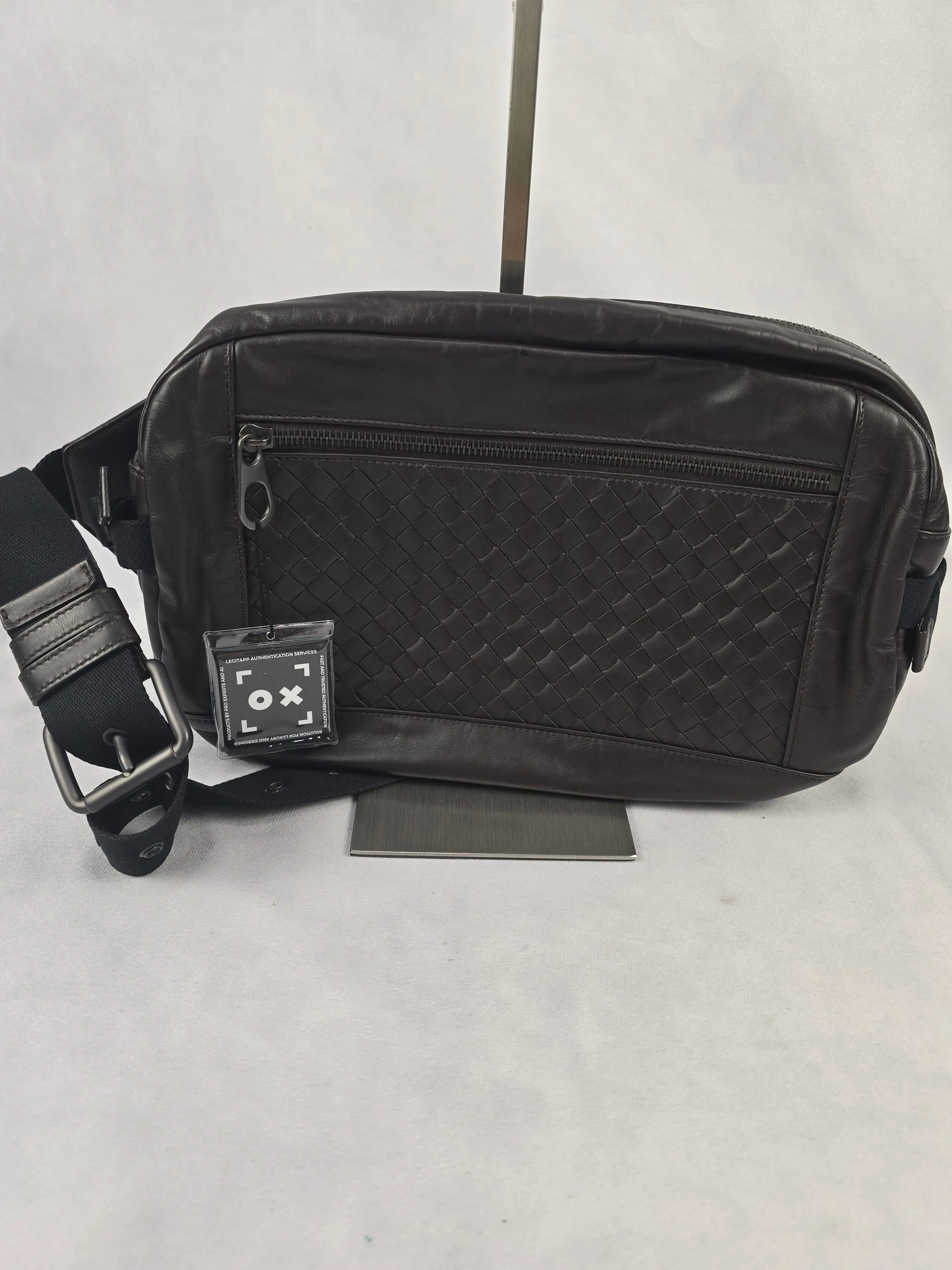 Bottega Venetta Unisex Dark Brown Calfskin Belt /Sling Bag
