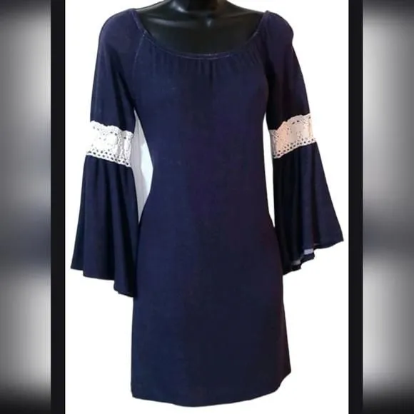 Product image for Dice Tunic Dress with Belled Sleeves Size M/L