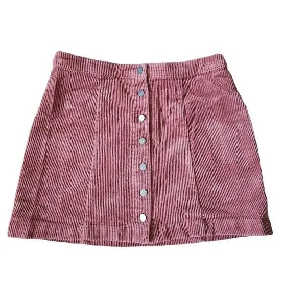Product image for Forever 21 Womens M Skirt Mini A line corduroy mauve buttons autumn cozy