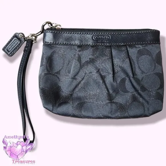 Product image for Coach Womens Mini Clutch Wristlet Grey Blue Small Bag Coin Purse