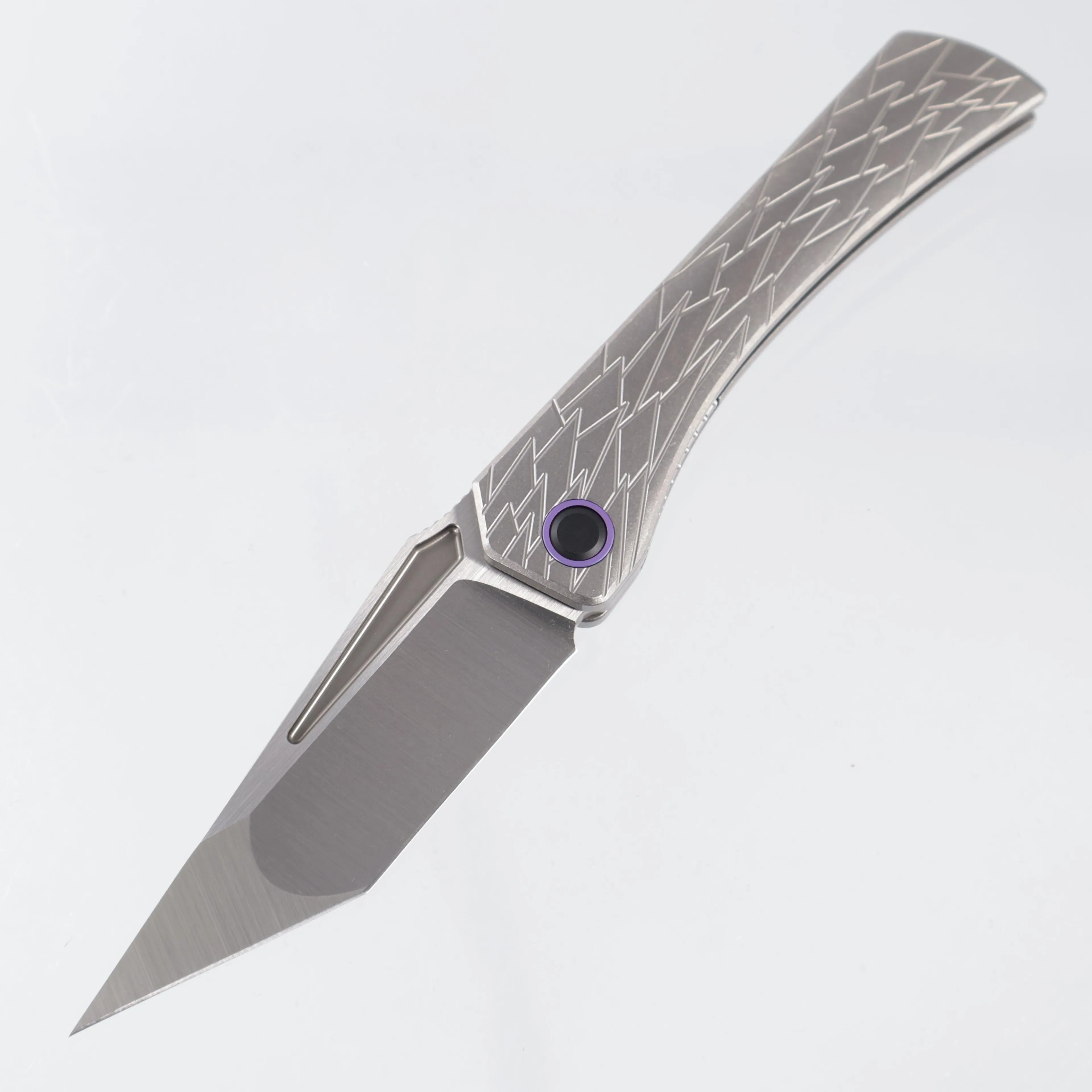 Ketuo Usurper - Stonewash Titanium w/ Purple Ti Accents - Satin M390 - GY/S