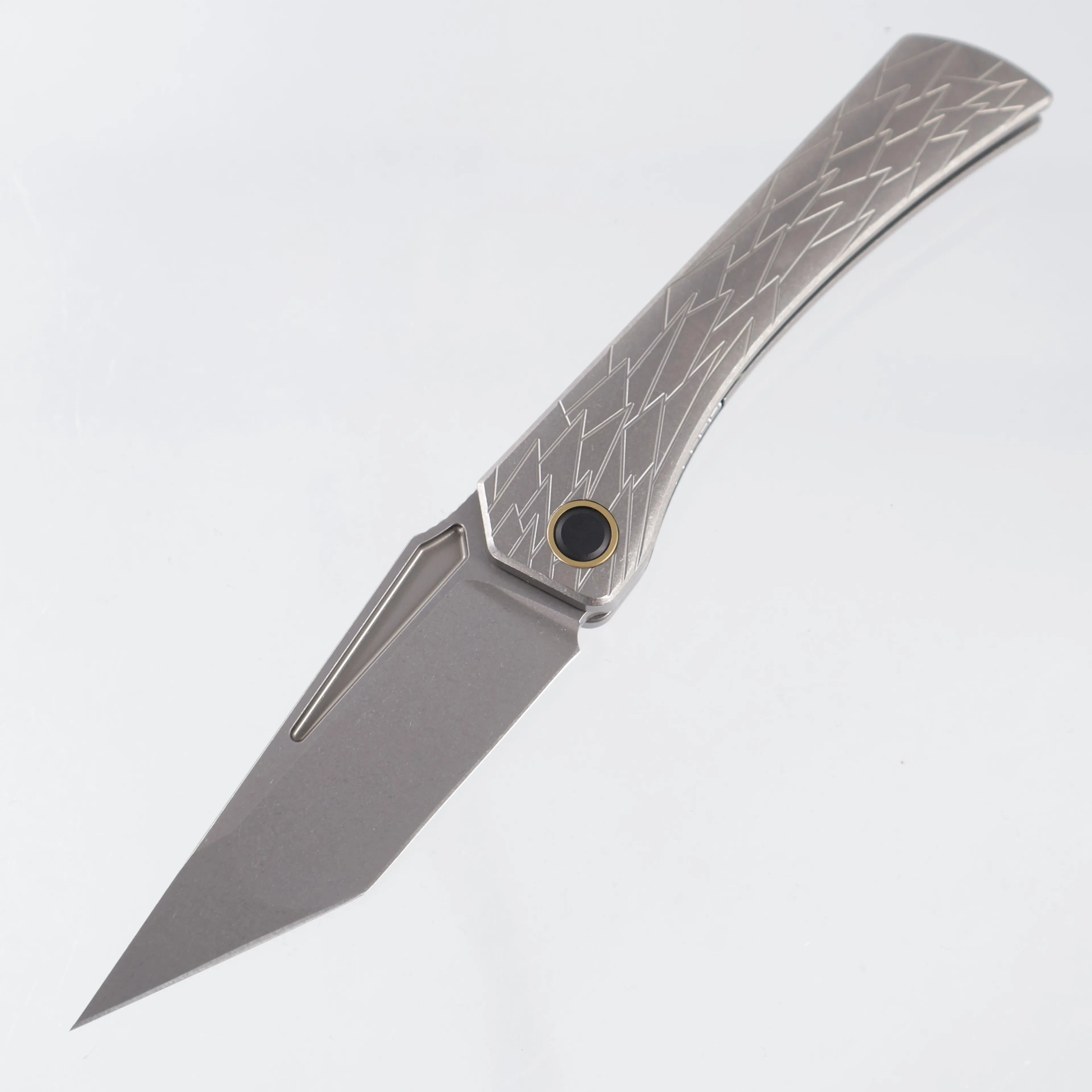 Ketuo Usurper - Stonewash Titanium w/ Gold Ti Accents - Stonewash M390 - SW