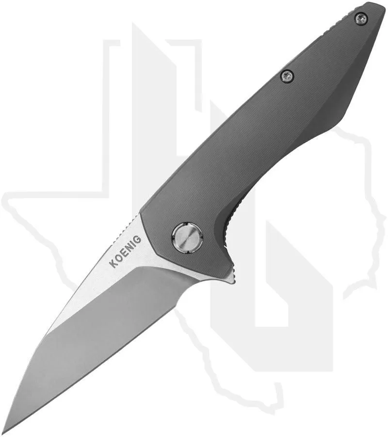 Koenig Knives Mini Goblin - Smooth Titanium, Burnished w/ Polished Flats, Silver Hardware & Spacer