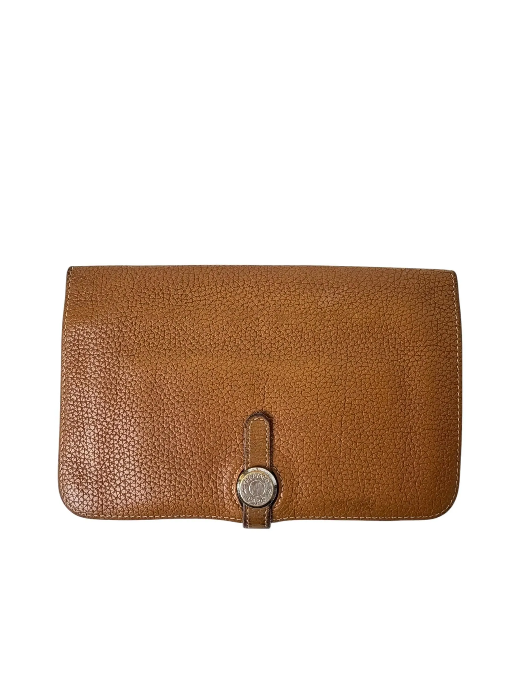 Hermes Dogon Brown Fold Wallet Clutch T5800