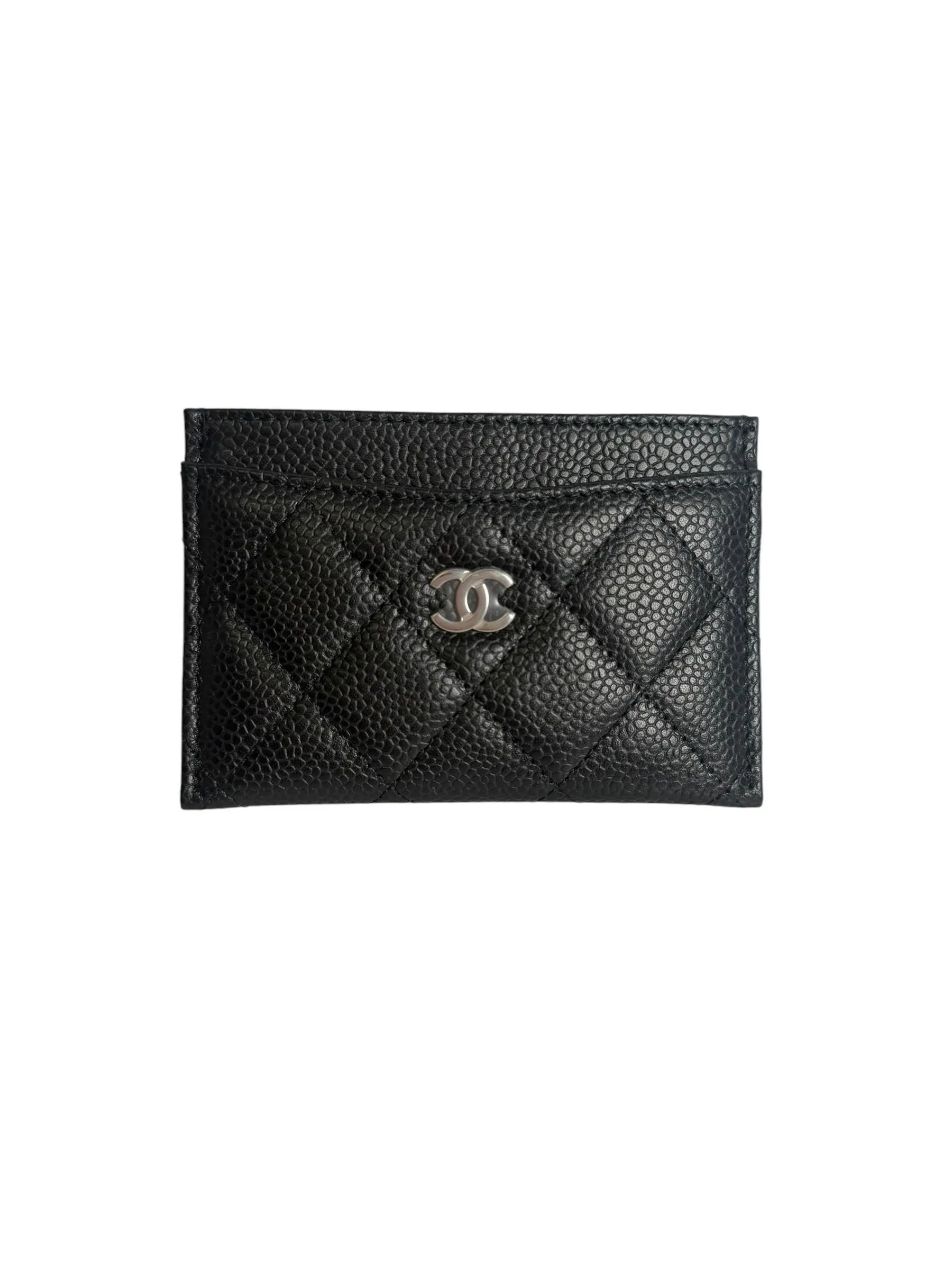 Chanel Black Quilted Caviar Leather Card Holder T8238