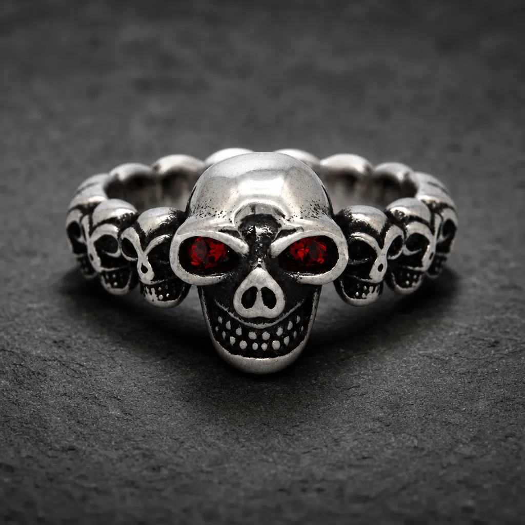Dark Skull Legion Ring w/Red Eyes (#R0294)
