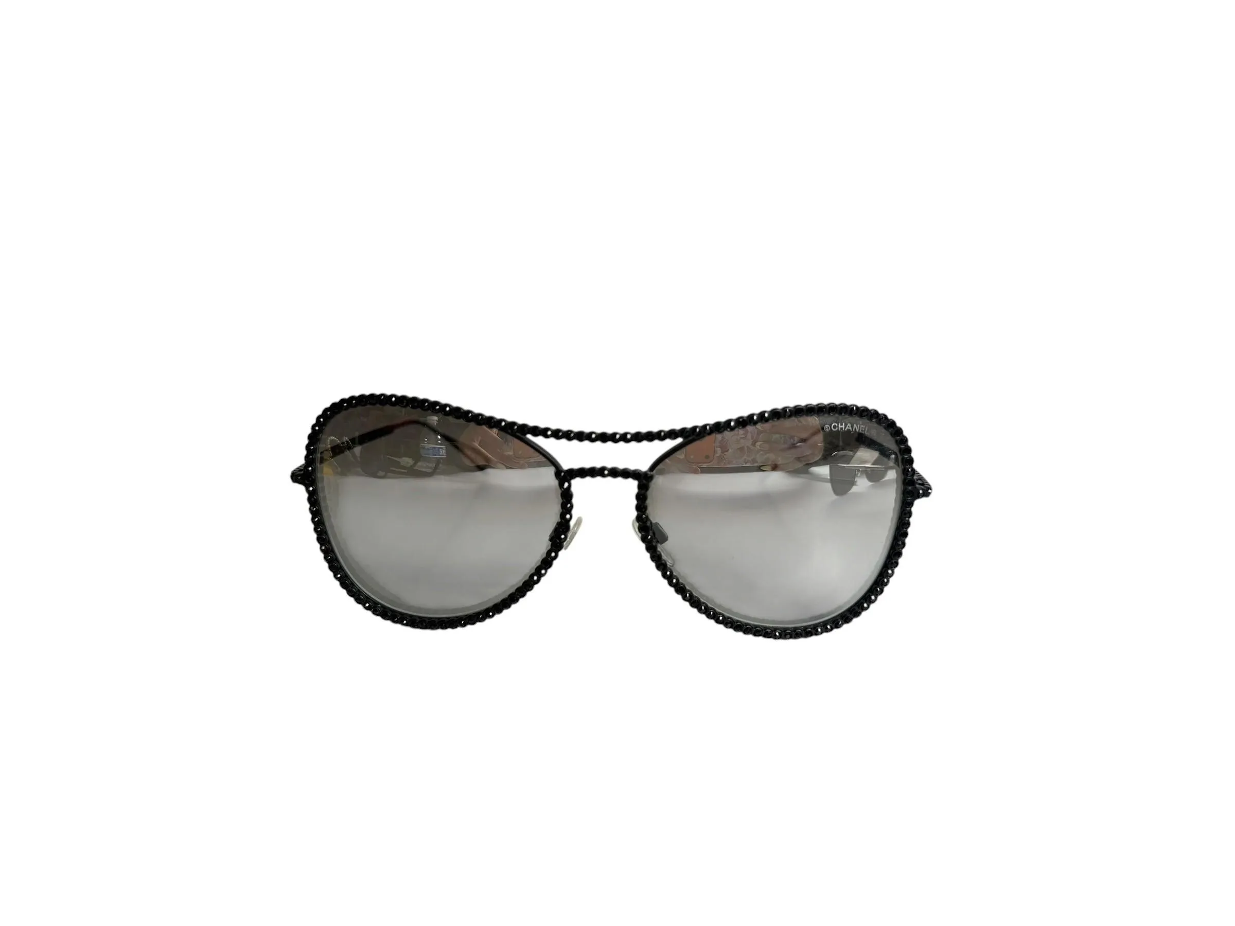 Chanel Black Beaded Cat-Eye Sunglasses T8088