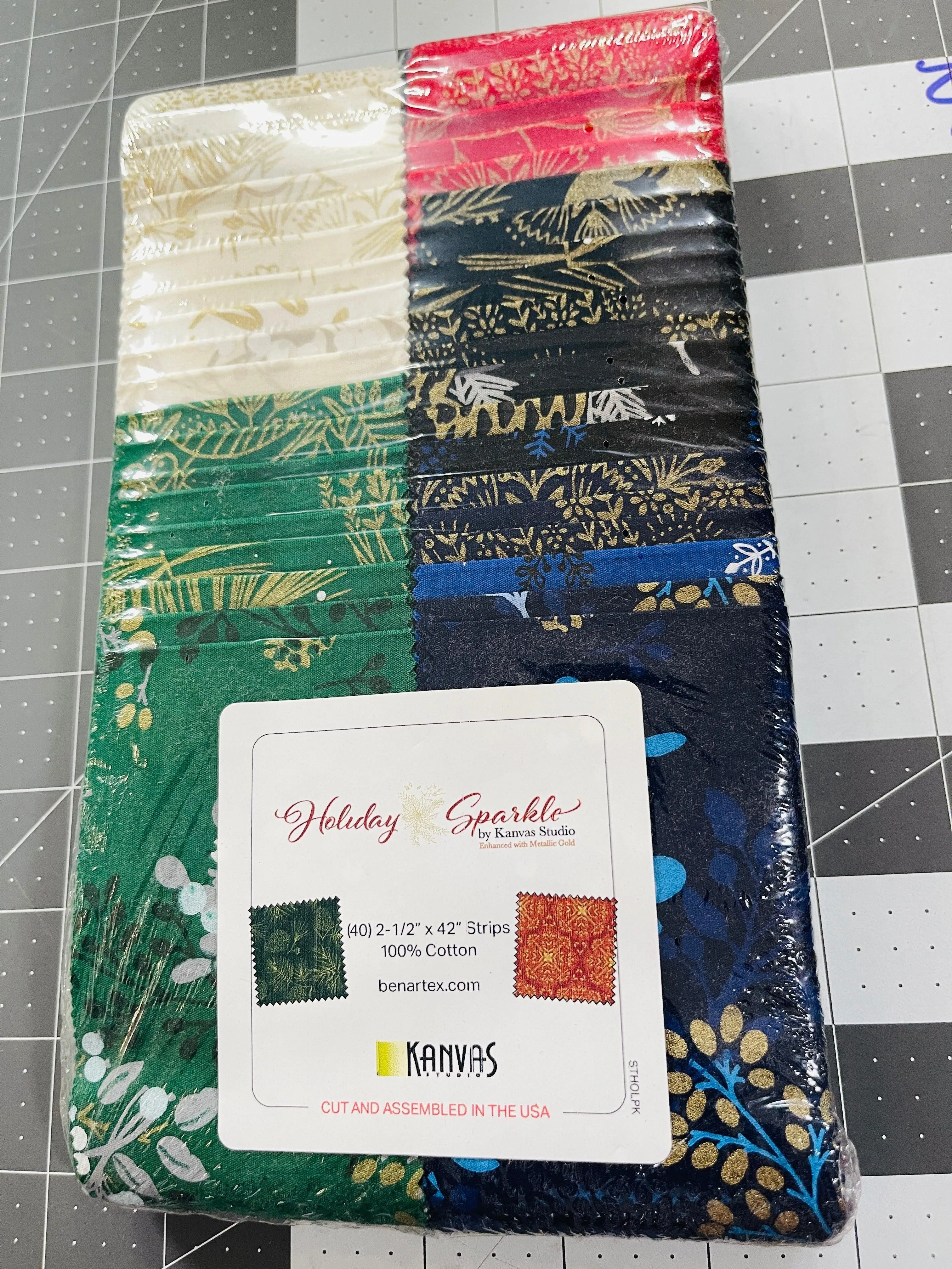 Holiday Sparkle 2.5" Strip Jelly Roll Kanvas Studio Benartex
