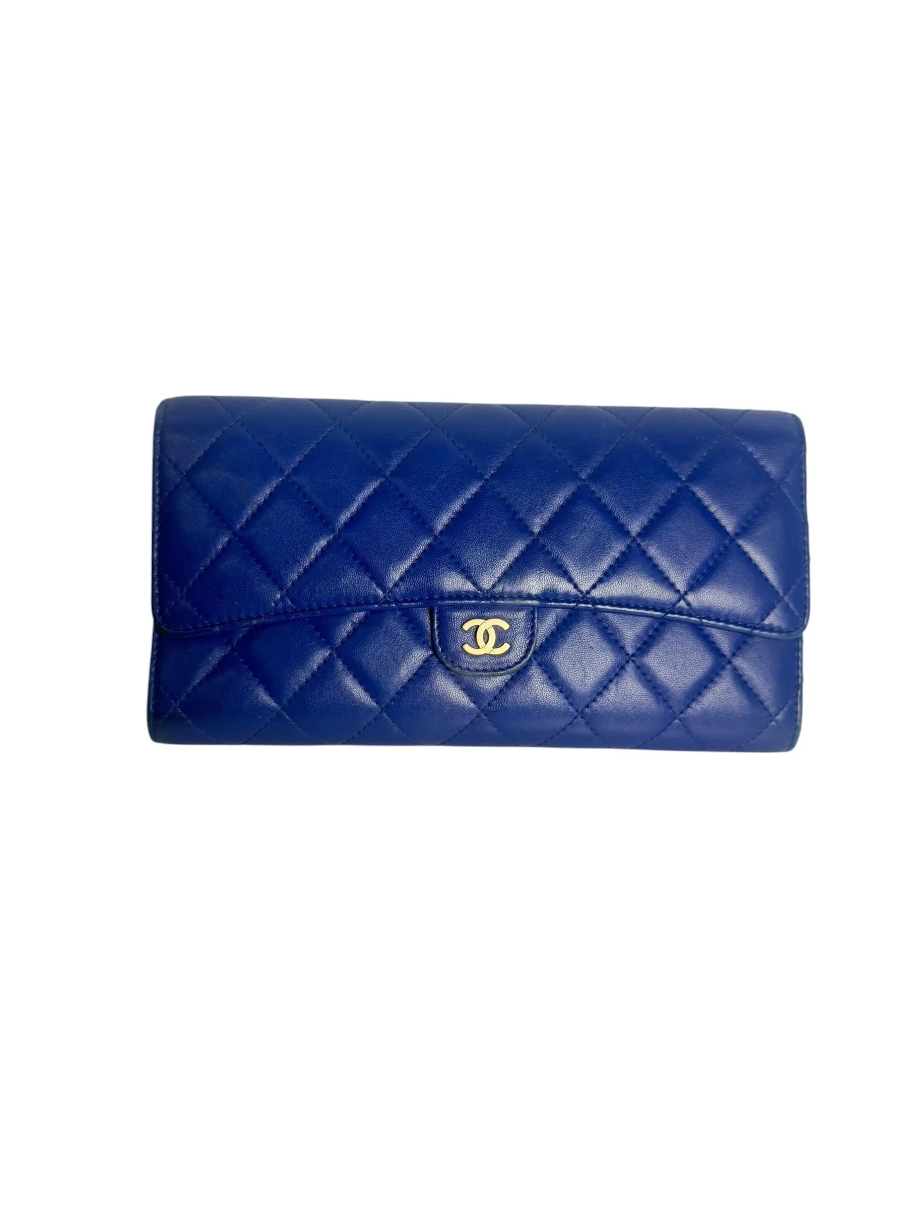 Chanel Blue Quilted Leather Long Flap Wallet T5415