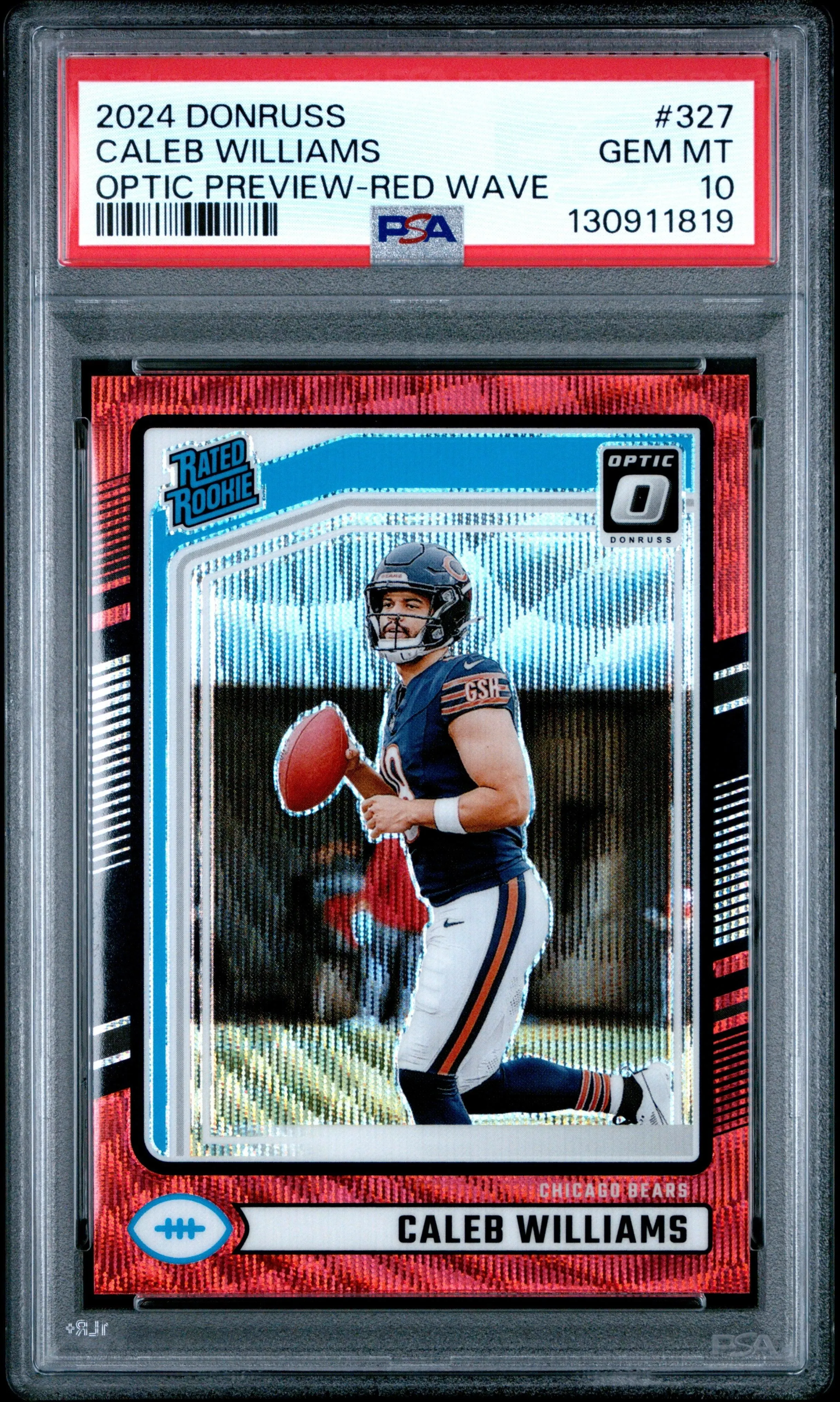 2024 Donruss #327 Caleb Williams Optic Rated Rookies Preview Red Wave PSA 10