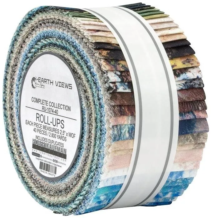 Earth Views Roll Up 2.5" Strips Jelly Roll Karen Nyberg RU-1074-40 Robert Kaufman