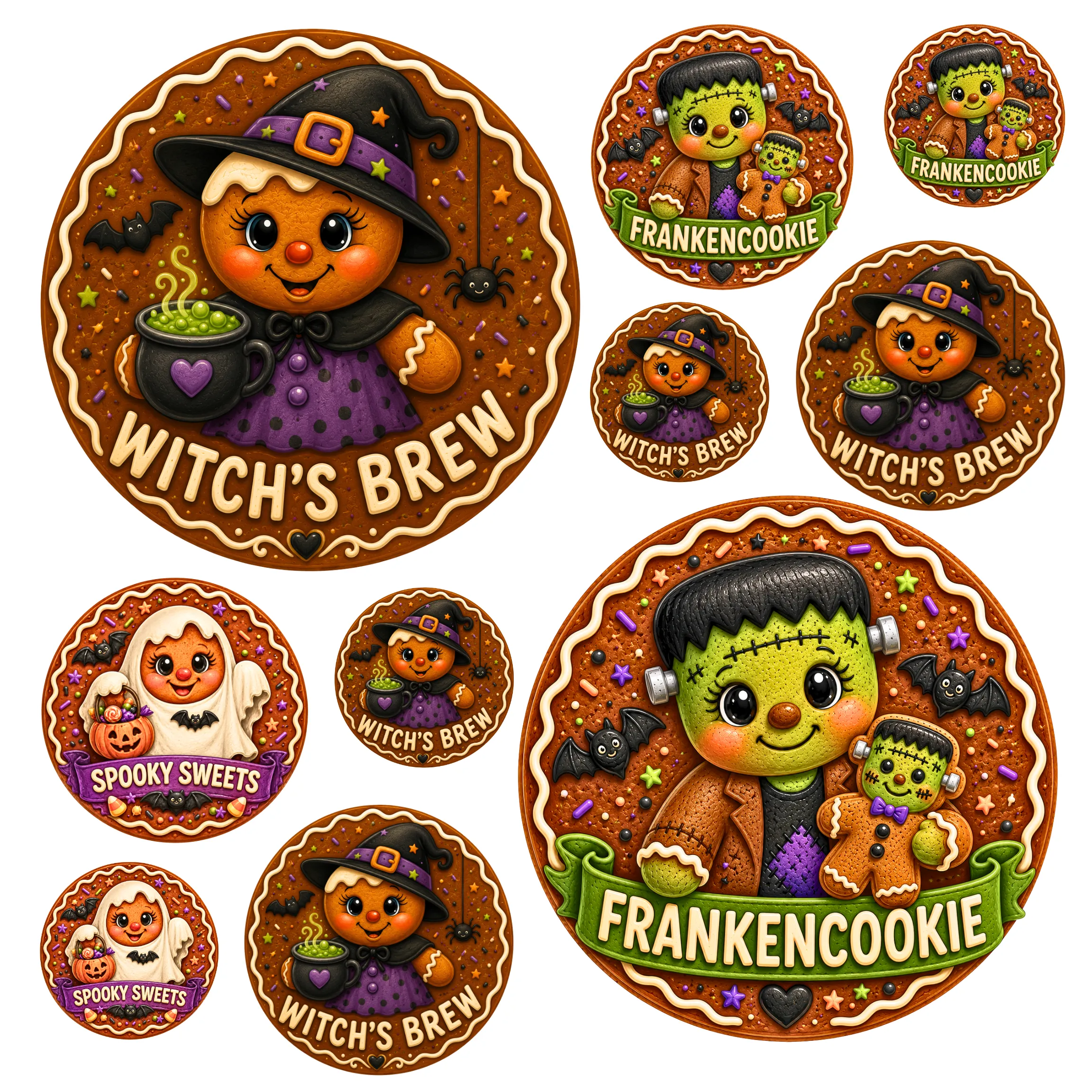 Halloween Gingerbread Canvas Bundle | Witch - Frankie - Ghost DIY Canvas Cuts | Halloween Decor (Copy)