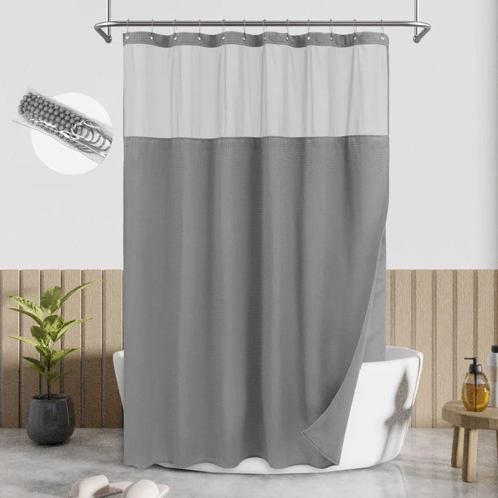 New without box - Textured Waffle Weave Shower Curtain with Snap In Liner and 12 Hooks