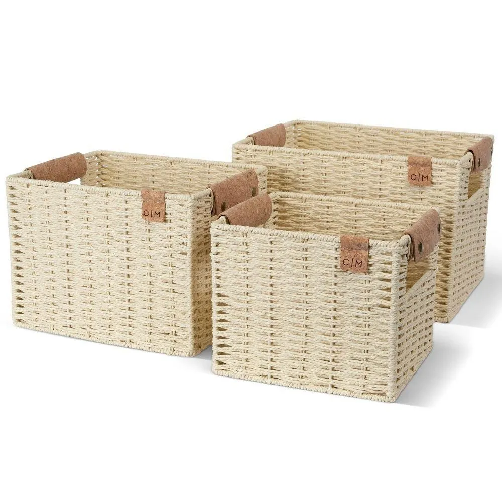 New without box - CleverMade 3pk Nested Paper Basket Cream