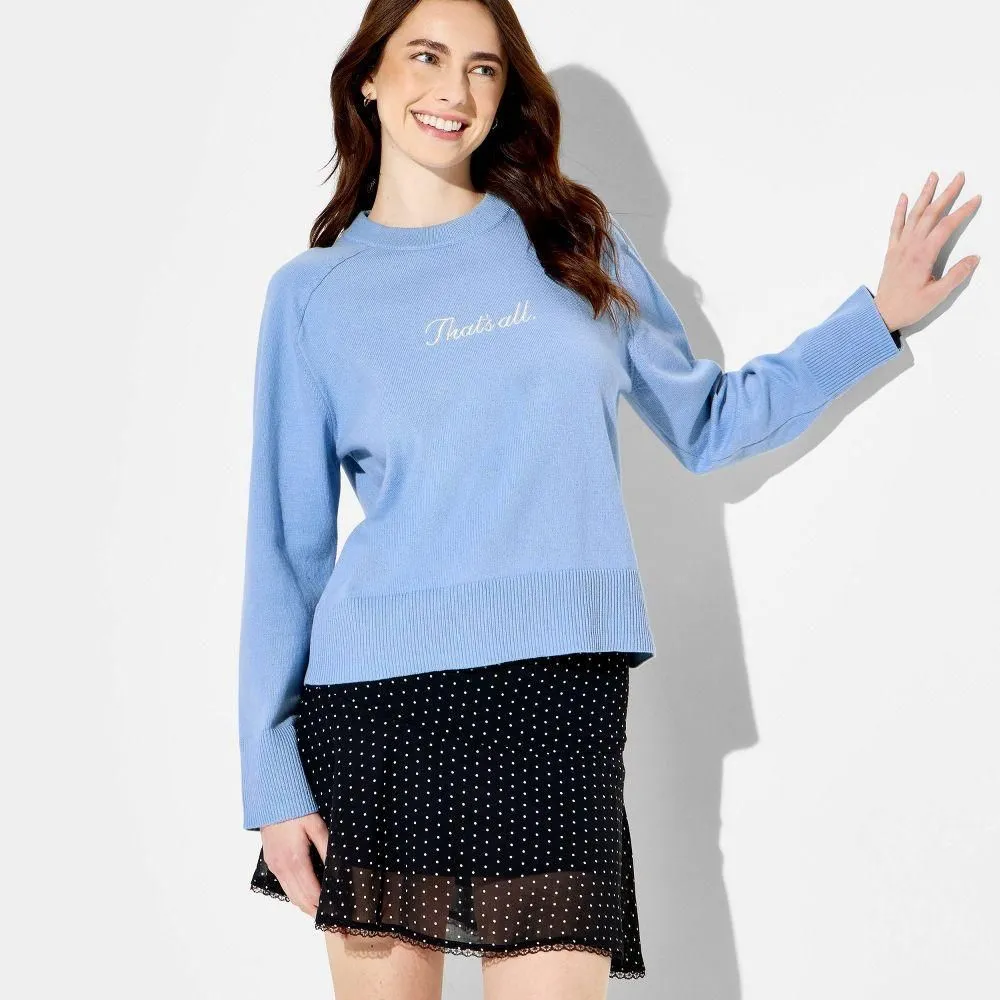New without Tags - Size: Medium - Women's The Devil Wears Prada "That's All" Graphic Pullover Sweater - Sky