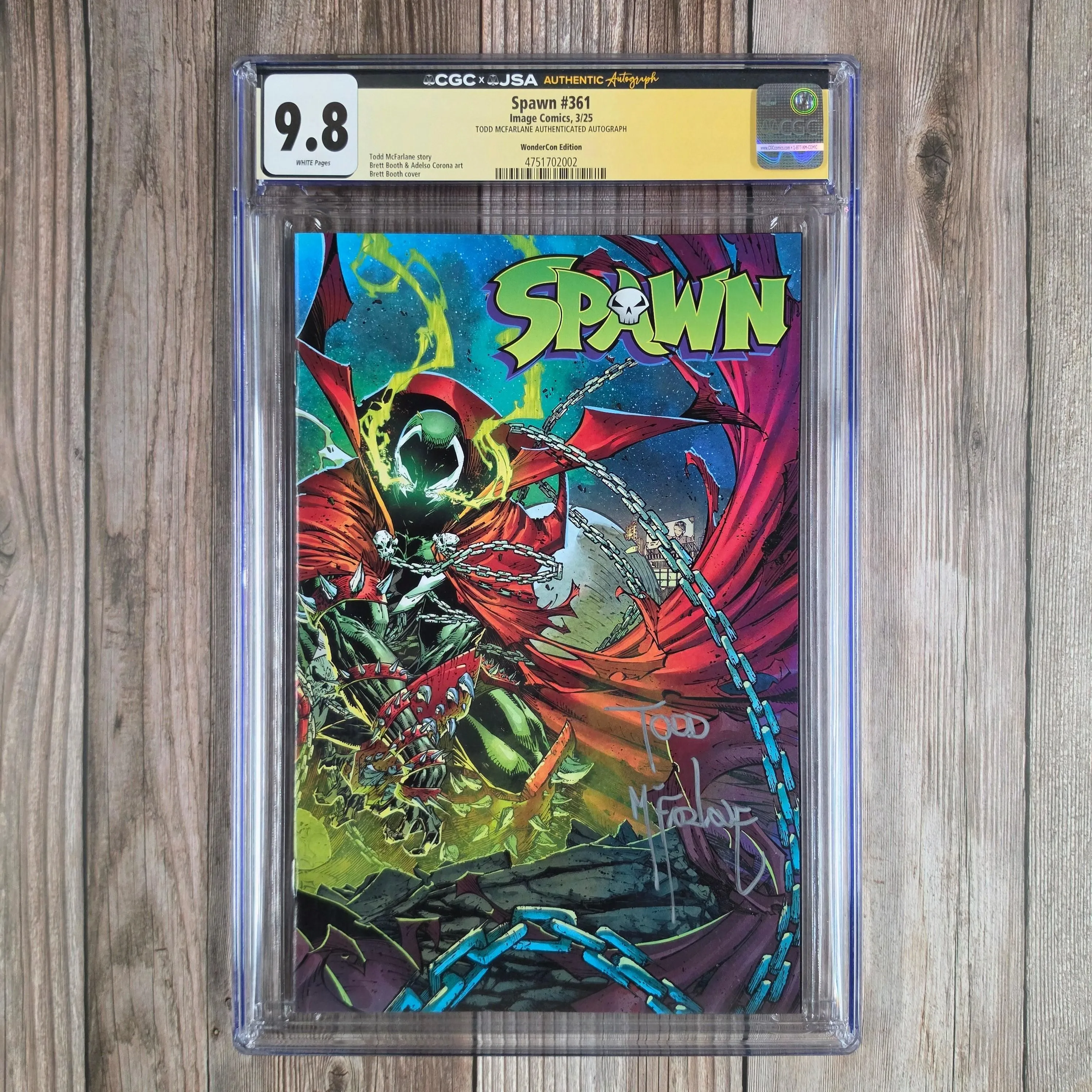 Spawn #361 CGC 9.8 WP Todd McFarlane Authenticated Autograph WonderCon Edition (Cert 2002)