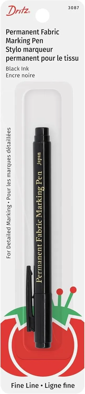 Dritz 3087 The Fine Line Permanent Fabric Marker, Black