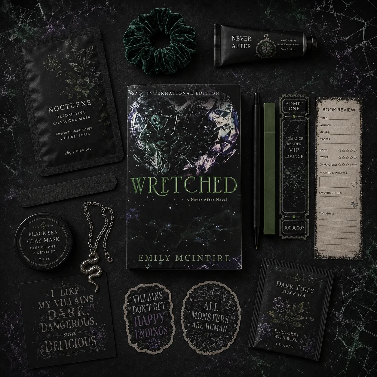 Wretched by Emily McIntire Featured Book Date Box | Dark Enemies-to-Lovers Romance with Reader Accessories