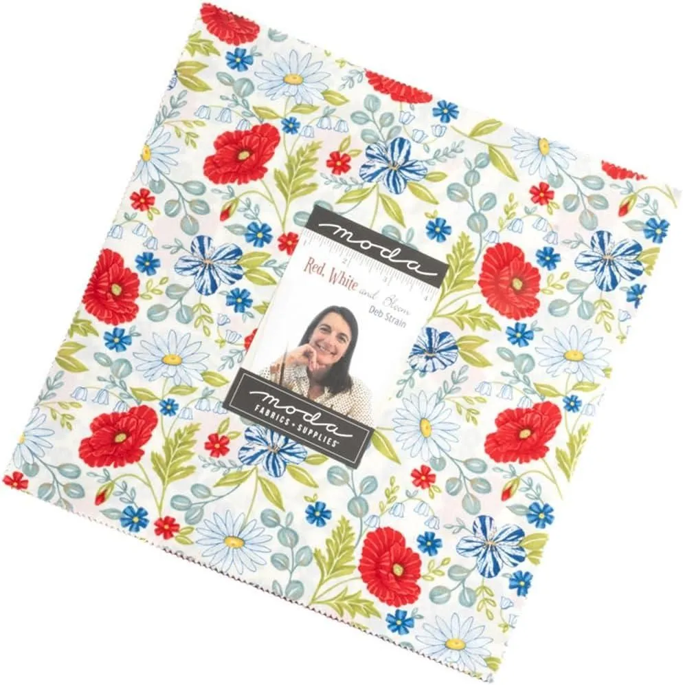 Red White and Bloom 10" Layer Cake® by Deb Strain Moda