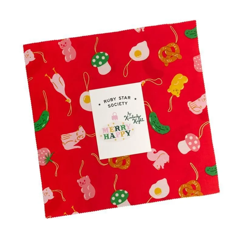 Merry Happy 10" Layer Cake Kimberly Kight RS3097LC Ruby Star