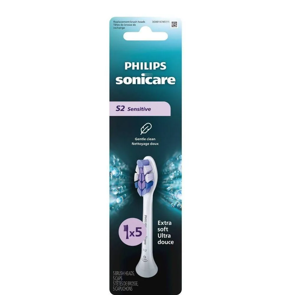 Brand New - Philips Sonicare S2 Optimal Sensitive Replacement Brush Head - White - 5pk: