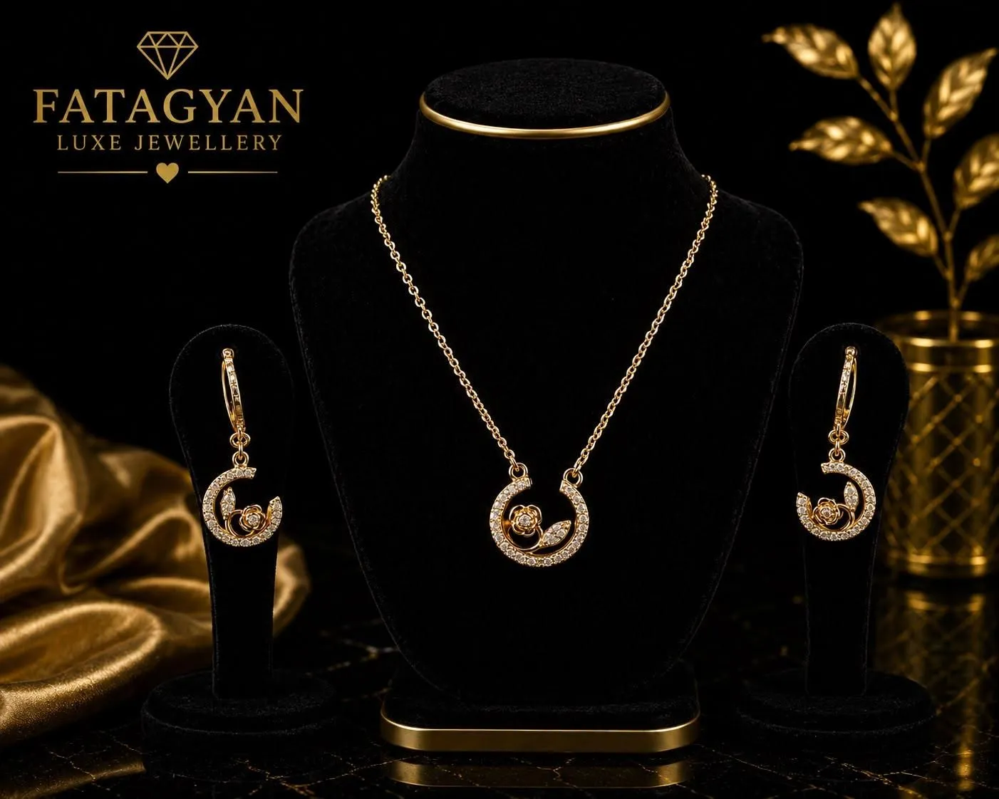 18K Gold-Plated Necklace and Earrings Set S03