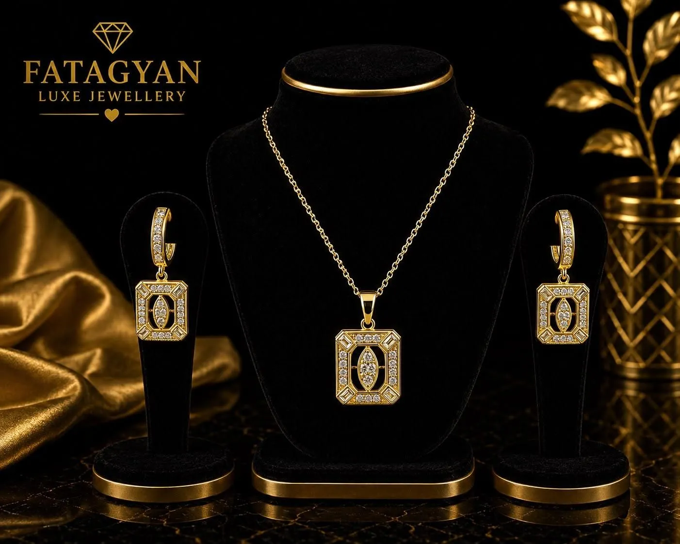 14K Gold-Plated Necklace and Earrings Set S08