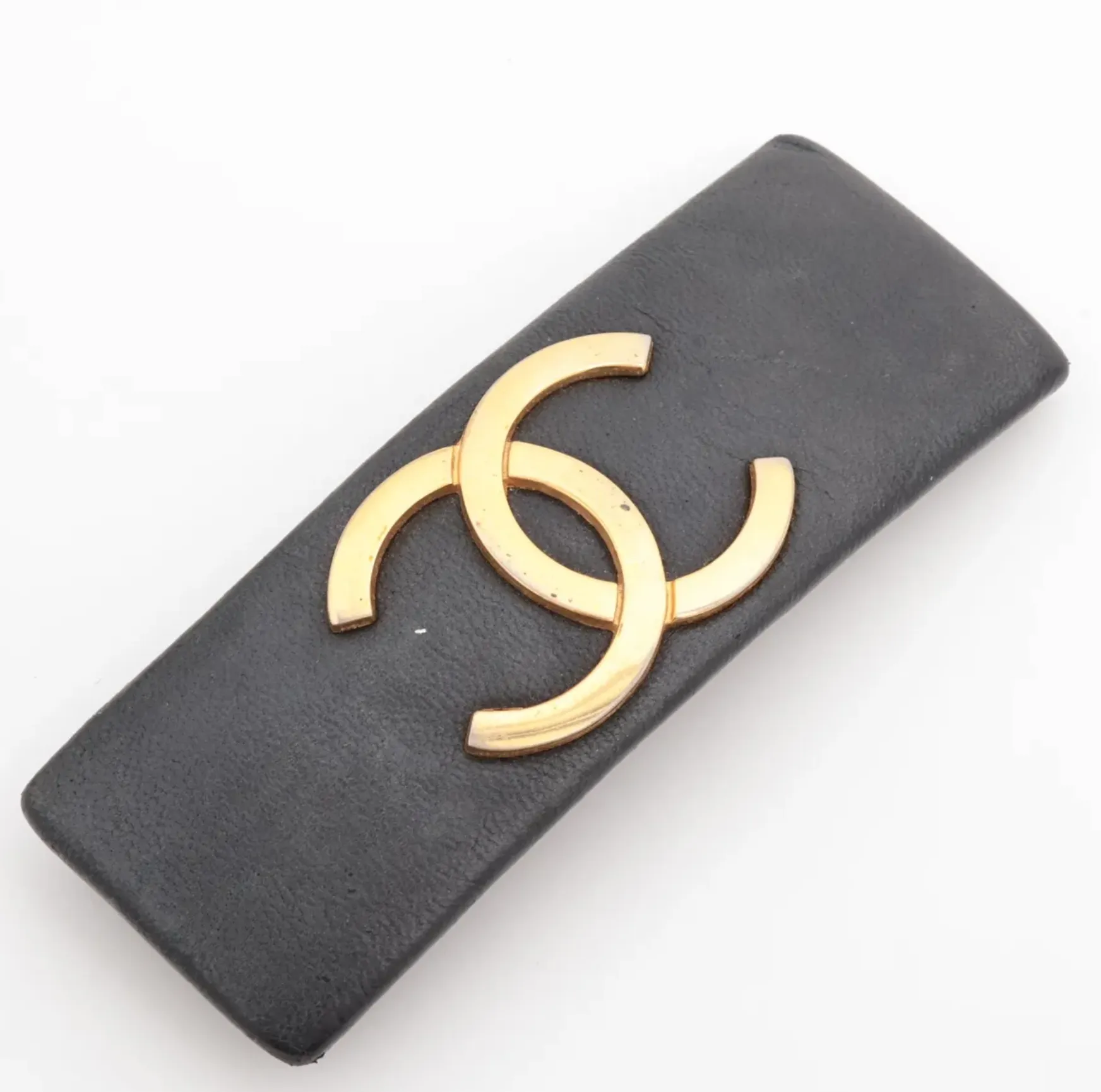 Chanel Vintage CC Logo Leather Hair Clip 0820-7251