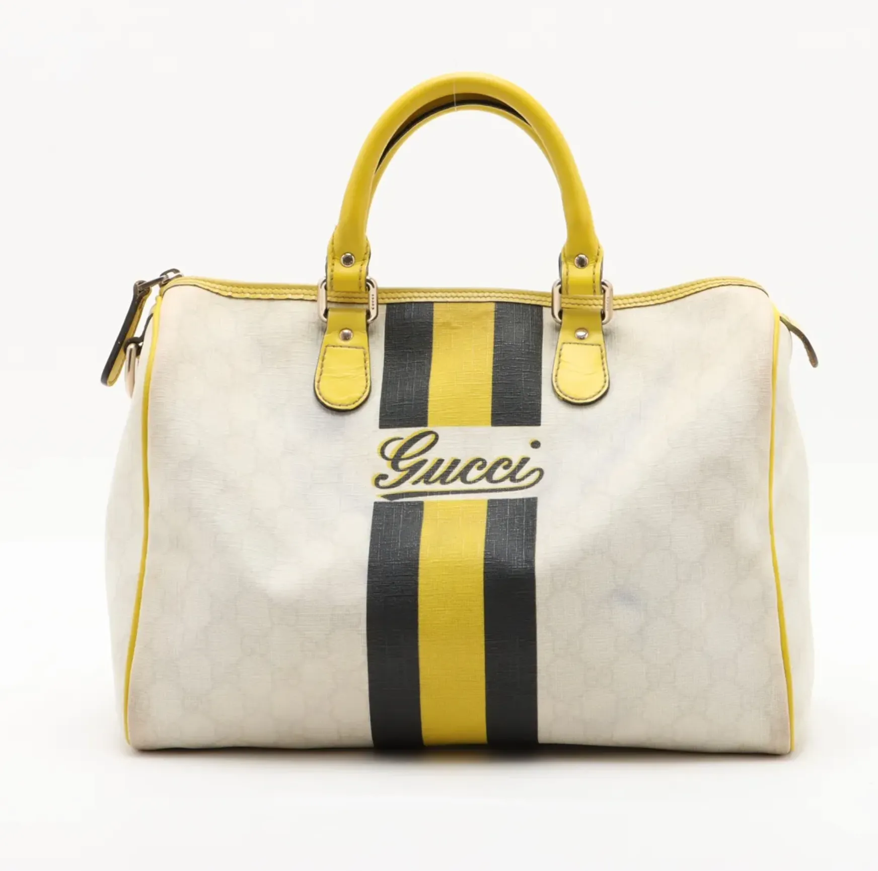 Gucci Yellow GG Supreme Boston Bag 0820- 0888