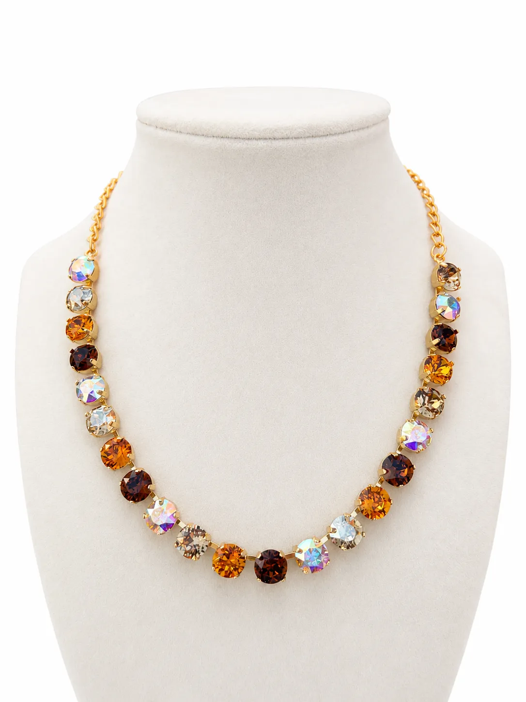 Falling For You Rhinestone Necklace in Gold