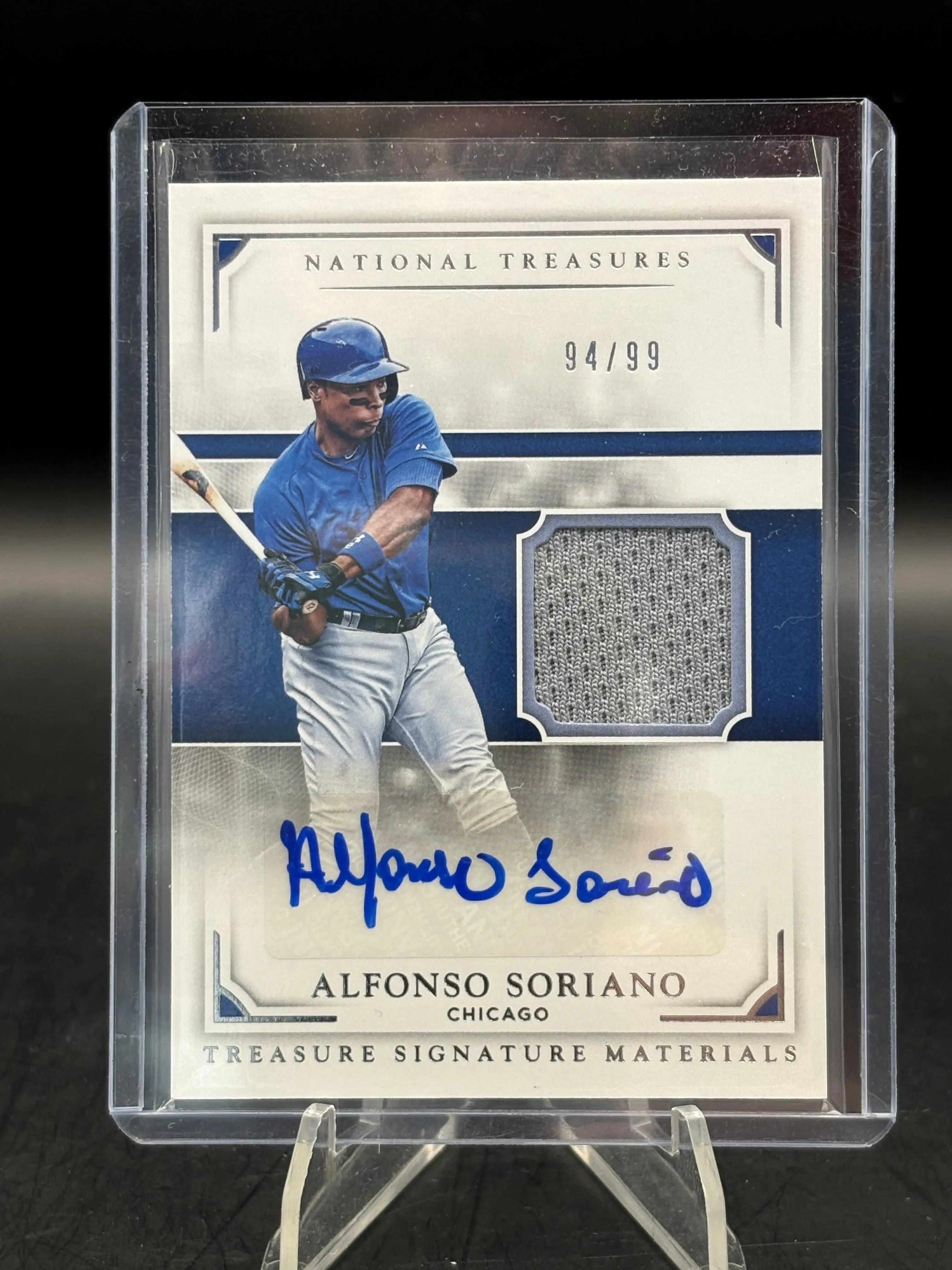 2017 Panini National Treasures Alfonso Soriano Treasure Signature Materials #/99