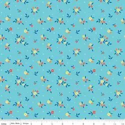 Summers in Town, Floral in Aqua by Sandy Gervais for RIley Blake