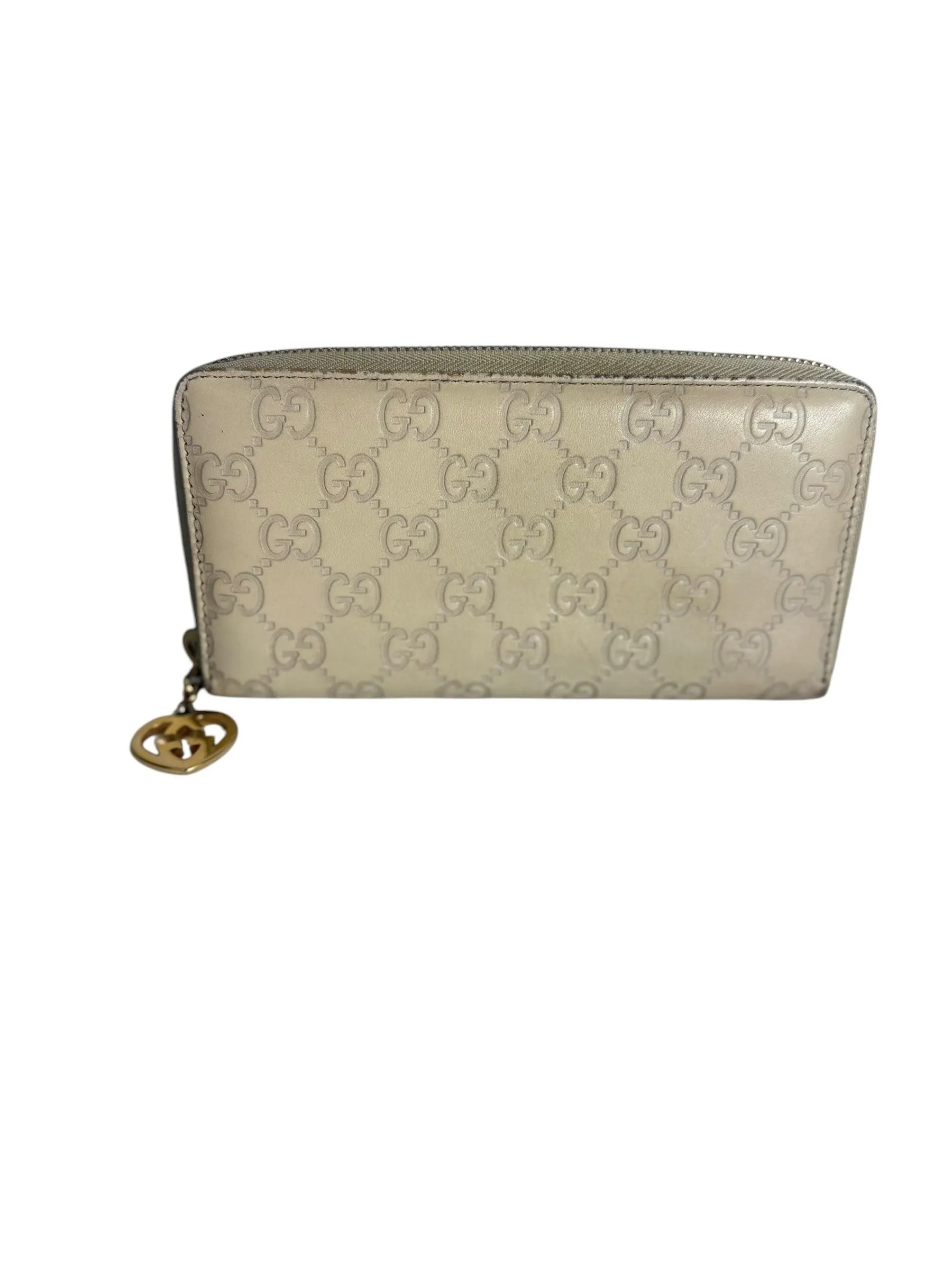 Gucci Guccissima Zip Around Wallet Beige T7591