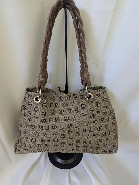 Ferragamo All Over Brown and Tan Pattern Shoulder Bag (Copy)