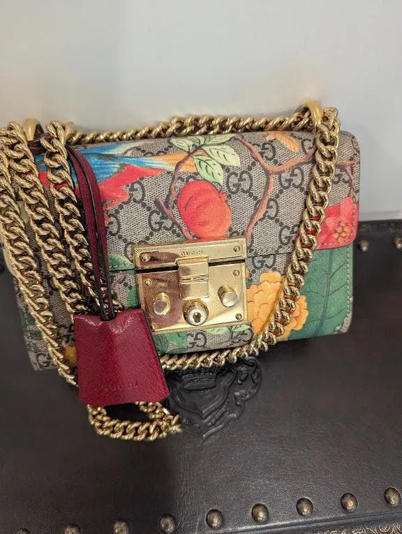 Gucci Padlock Tian Print GG Supreme Small Shoulder Bag