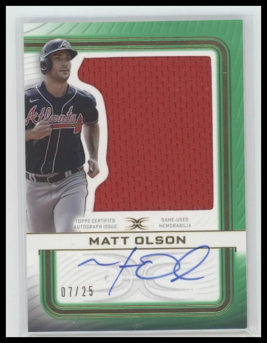 2021 Topps Definitive Relic Collection Green Matt Olson #/25 AU #ARC-MO