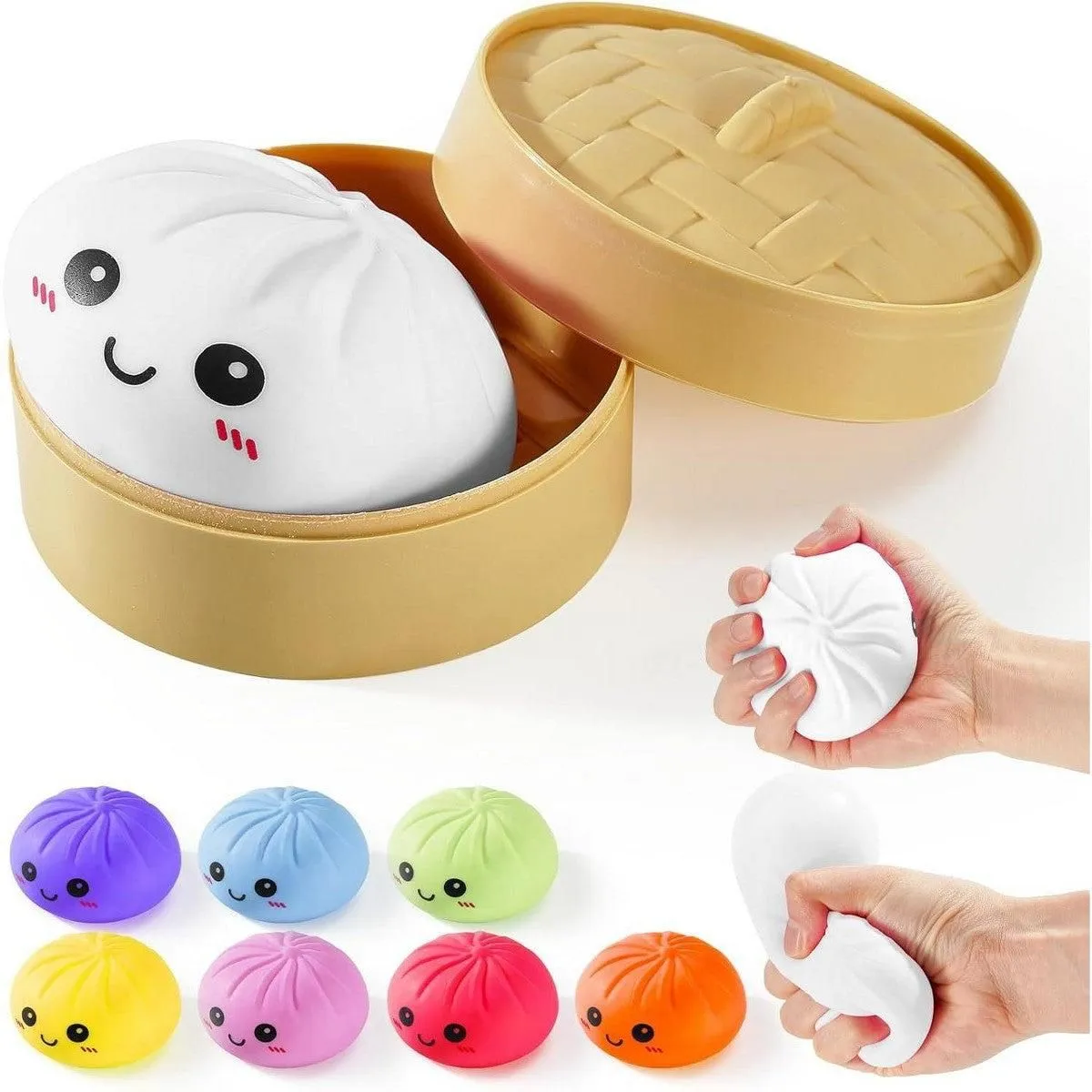 2-Pack: Colorful Dumpling Stress Balls - Squishy Sensory Fidget Toys