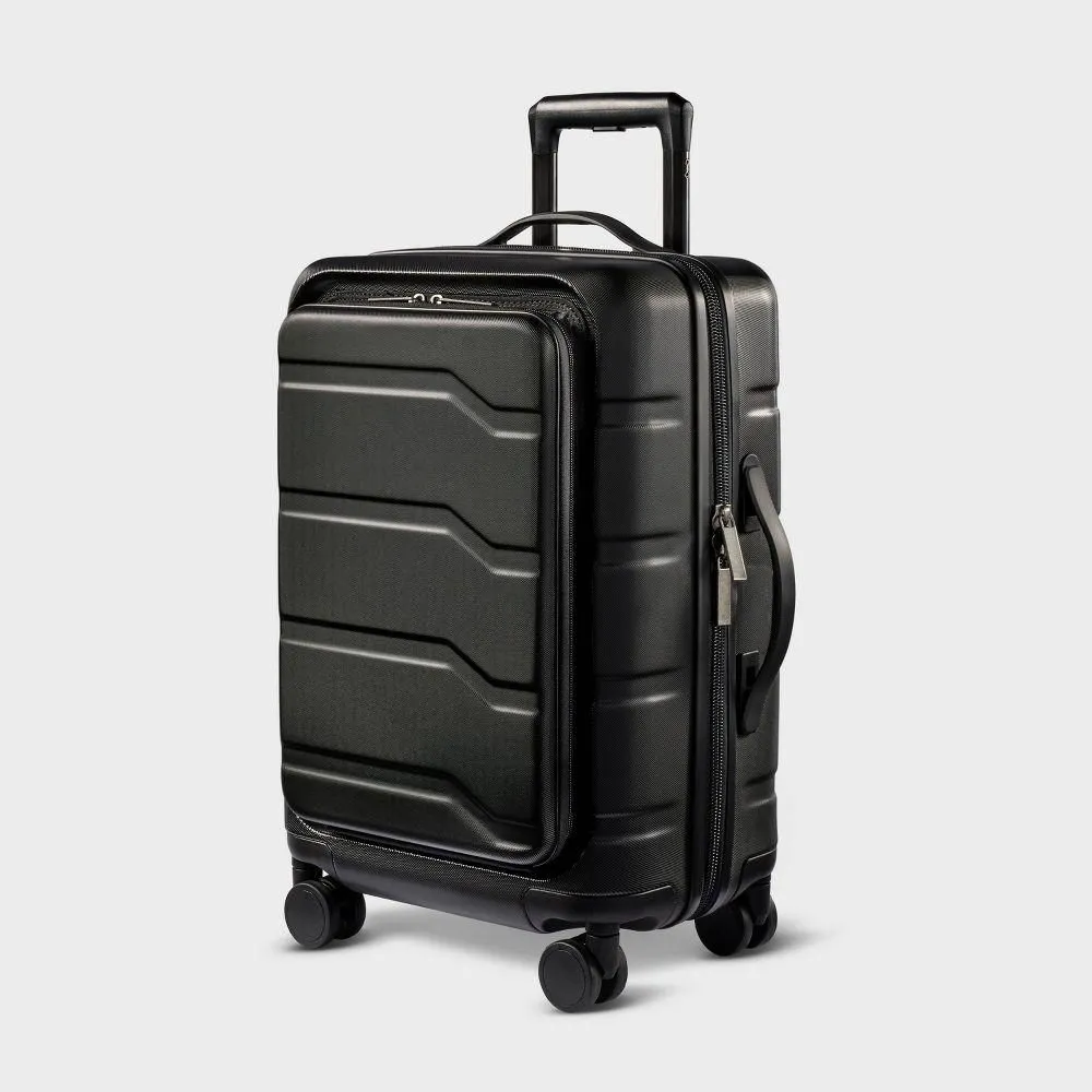 New Without Tags - Size: One Size - Hardside Carry On Spinner Suitcase with Front Pocket - Open Story Black