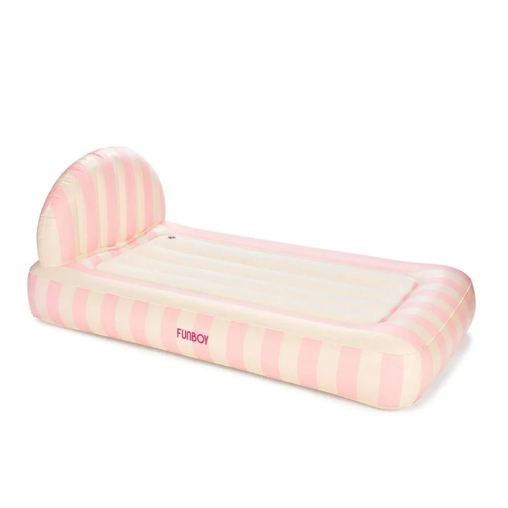 Used and fully functioning - FUNBOY Light Pink Stripe 15"H Kids' Sleepover Twin Air Mattress Bed with