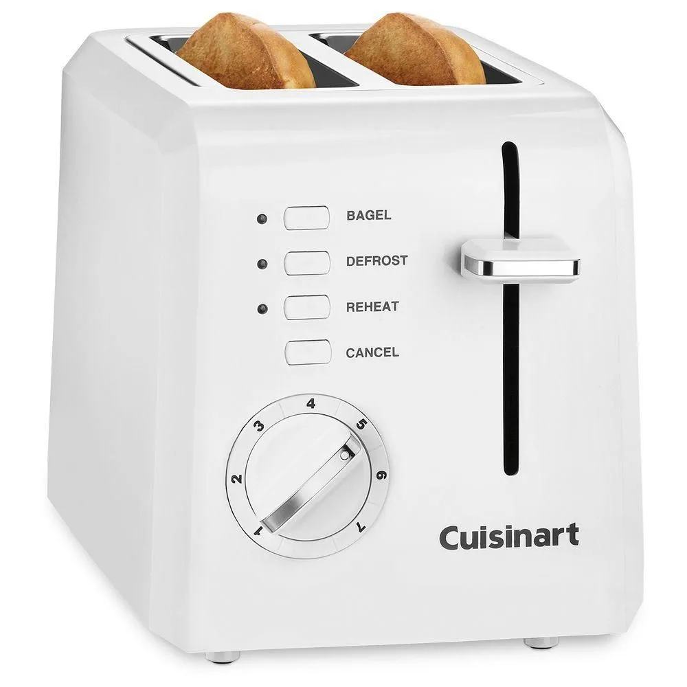 New without box - Cuisinart 2-Slice Toaster White: Bagel & Defrost Options Reheat Extra Wide Slots
