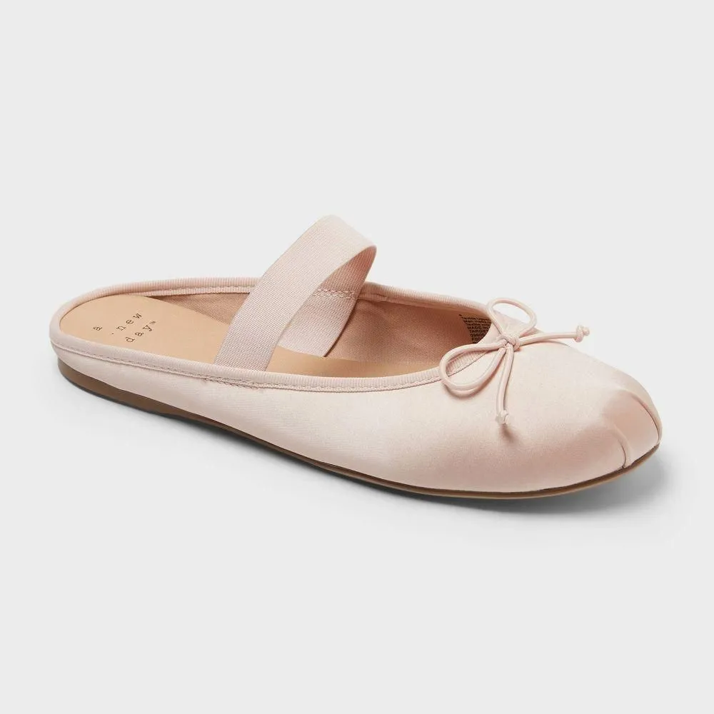 New without Tags - Women's Imani Satin Ballet Mules - A New Day Pink 7.5