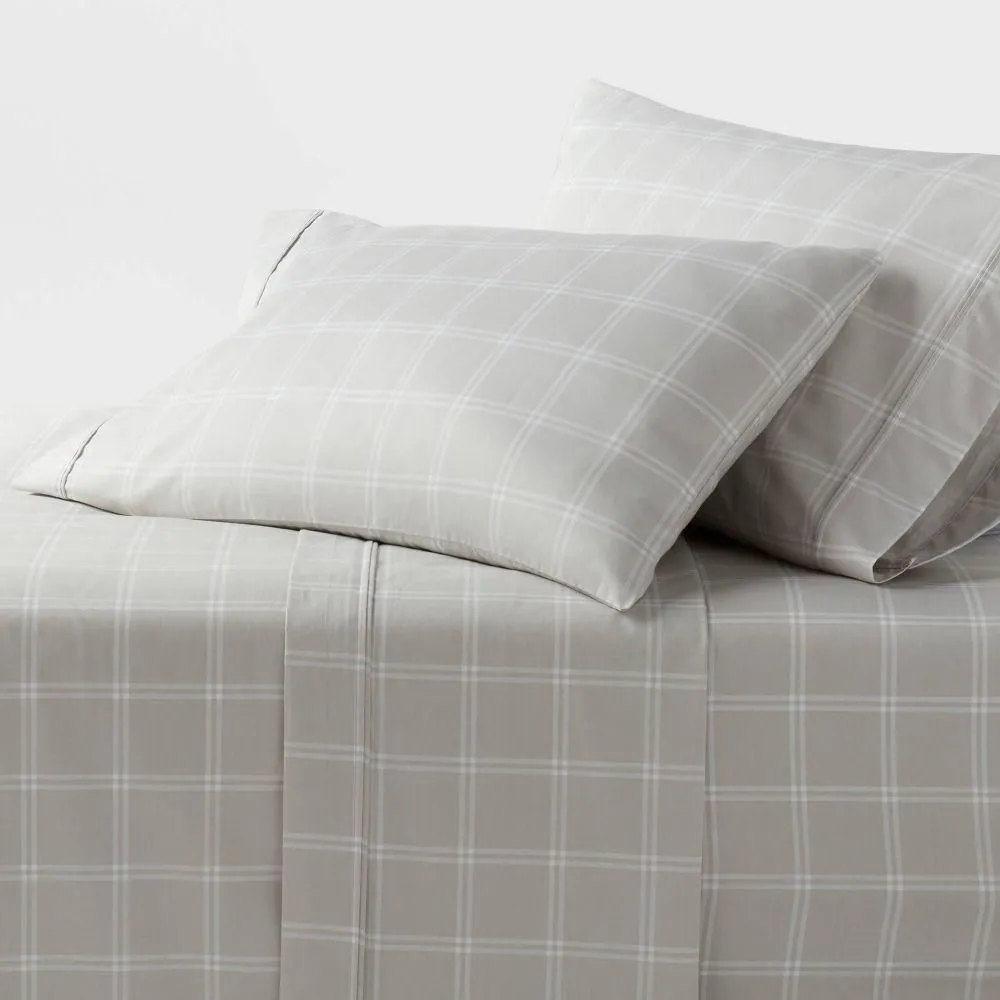 New without box - King 400 Thread Count Performance Sheet Set Gray Plaid - Threshold
