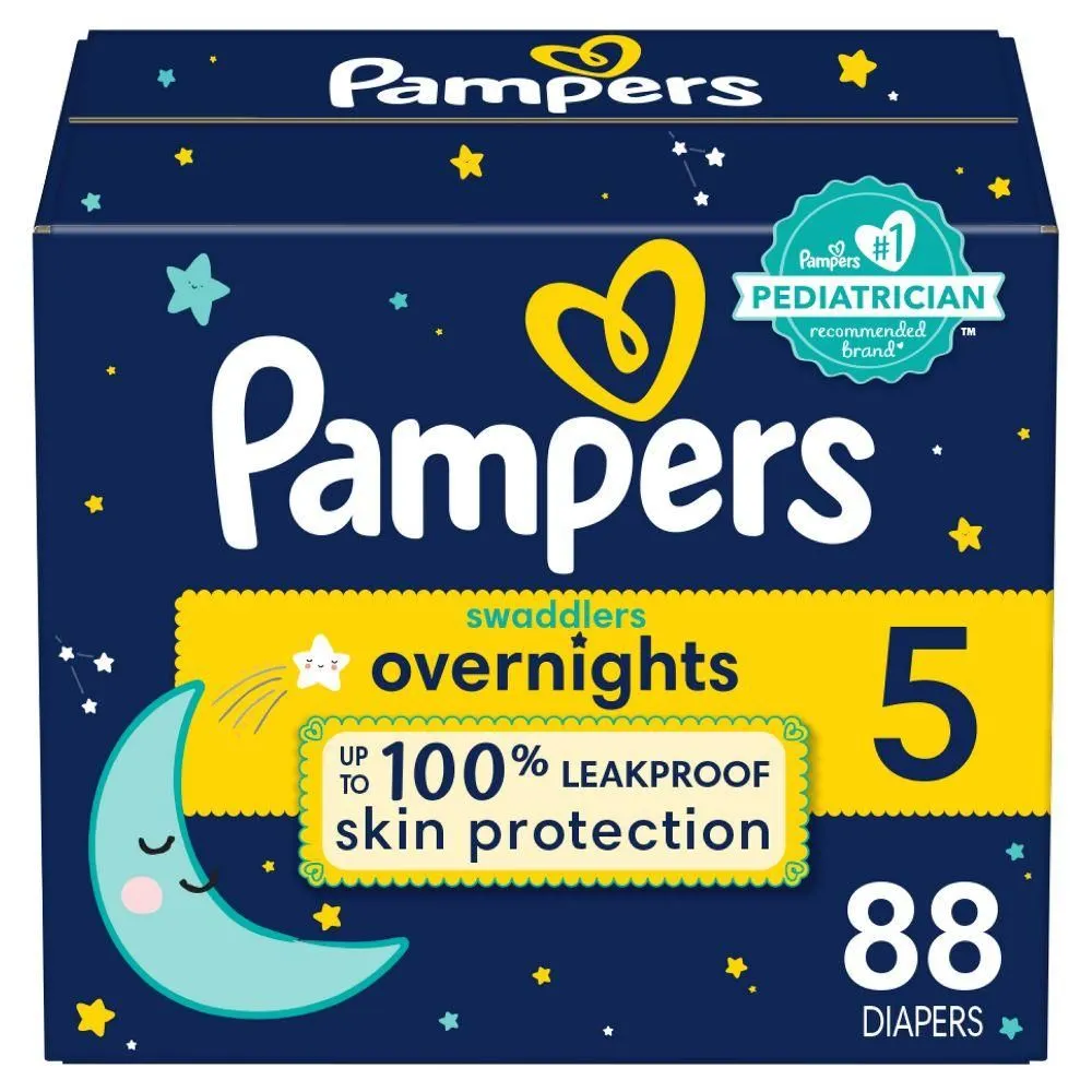 New without Tags - Pampers Swaddlers Overnights Diapers Pack - Size 5 - 88ct