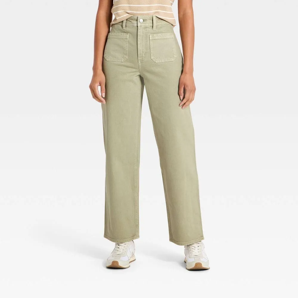 New without Tags - Women's High-Rise Sailor Straight Jeans - Universal Thread Light Green 12