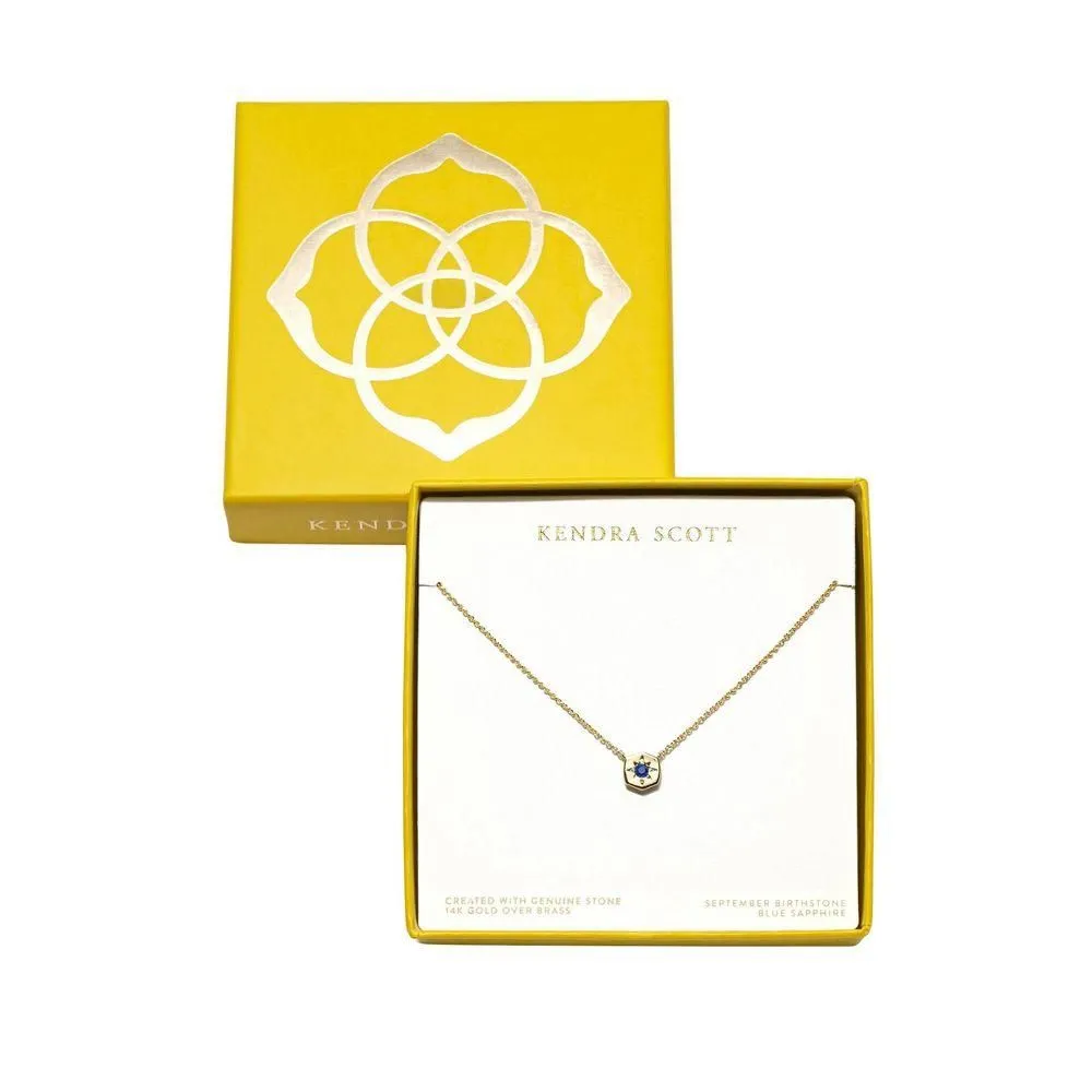 New - Size: One Size - Kendra Scott Riley Sapphire 14K Gold Over Brass Pendant Necklace - Blue: