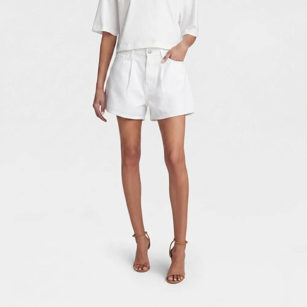 New without Tags - KBB by KAHLANA Women’s ‘The Pleated Denim Shorts’ - White 00