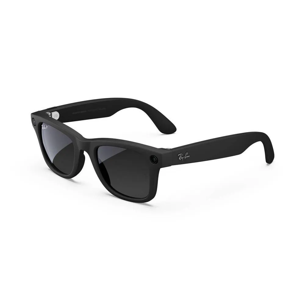 Open-box - Ray-Ban Meta Wayfarer (Large) Glasses - Matte Black Frames Polarized Gray Lenses