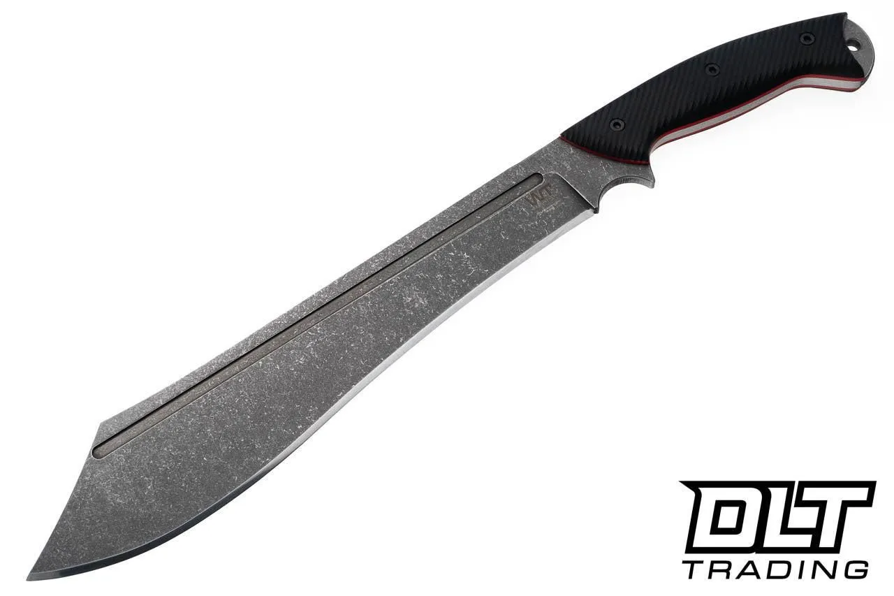 WTG Warhammer SK85 Dark Washed Blade - Black Grip - Red Liners - Black Kydex