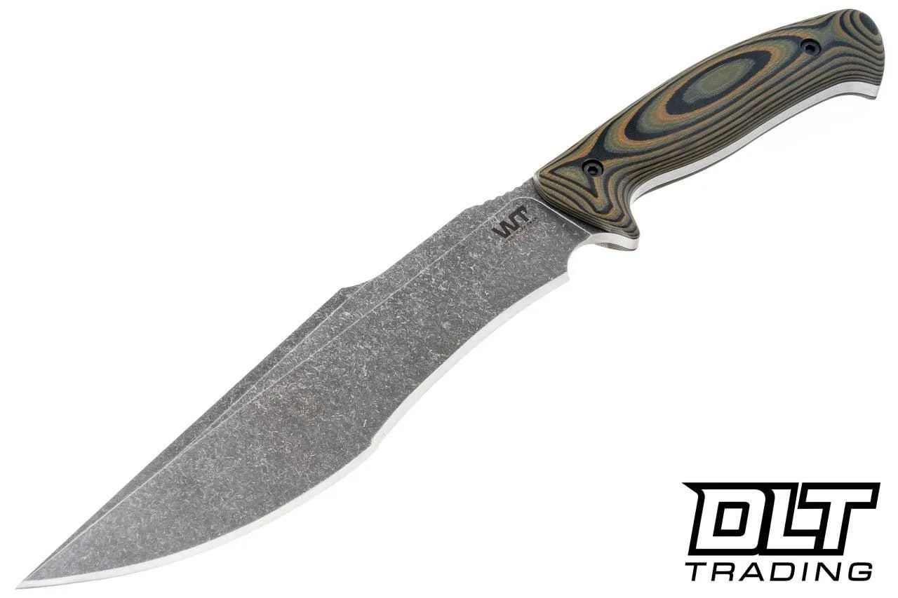 Work Tuff Gear Lanzeta C - Darkwashed SK85 Blade - Tree Bark Camo Grip - OD Green Kydex